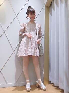 「ミニワンピ」｜マジェスティックレゴン河原町OPA店スタッフさん（レディース・153cm）の春コーディネート
