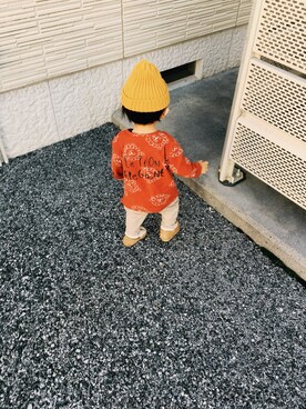 「アイテム（モカシン/デッキシューズ）」を使った、TSUBASAさん（キッズ・80cm）の秋コーディネート