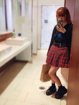 「PUNYUS（プニュズ）のアイテム（シャツ/ブラウス、ブラック系）」を使った、︎ ︎monaさん（レディース・152cm）の夏コーディネート