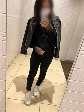 「CECIL McBEE（セシルマクビー）のアイテム（ライダースジャケット）」を使った、Naさん（レディース・154cm）の秋コーディネート