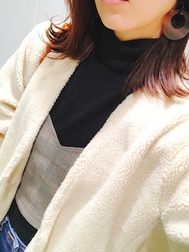 「おおぶりピアス」｜「アイテム（その他シューズ）」を使った、®️nao®️さん（レディース・166cm）の冬コーディネート