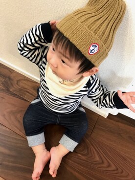 「ボーダー×デニム」｜「アイテム（その他）」を使った、akitoさん（キッズ・80cm）の秋コーディネート