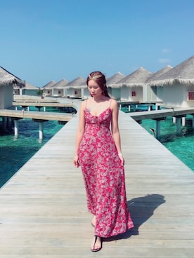 「FOREVER 21（フォーエバー トゥエンティーワン）のアイテム（One piece dress、レッド系）」を使った、👻小鬼頭。Bella♥️さん（レディース・162cm）の春コーディネート