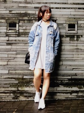 「FOREVER 21（フォーエバー トゥエンティーワン）のアイテム（Tunic、ホワイト系）」を使った、👻小鬼頭。Bella♥️さん（レディース・162cm）の春コーディネート