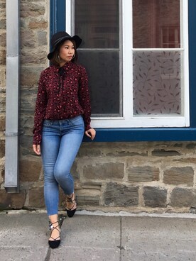 「H&M（エイチ・アンド・エム）のアイテム（Denim pants、ブルー系）」を使った、👻小鬼頭。Bella♥️さん（レディース・162cm）の春コーディネート