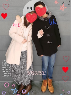 「Honeys（ハニーズ）のアイテム（ダッフルコート）」を使った、mihoさん（レディース・148cm）の冬コーディネート