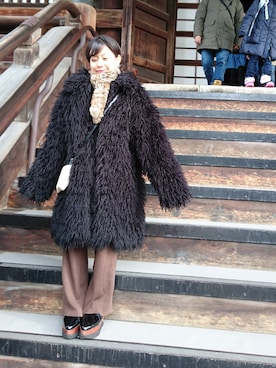 「Jocomomola（ホコモモラ）のアイテム（パンツ）」を使った、meeさん（レディース・144cm）の冬コーディネート