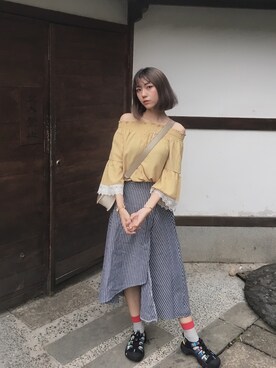 「KEEN（キーン）のアイテム（その他シューズ、ブラック系）」を使った、Elaineさん（レディース・163cm）の夏コーディネート