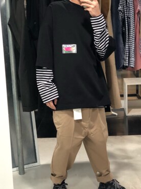 「ami（アミ）のアイテム（パンツ）」を使った、一只菜さん（メンズ・163cm）の秋コーディネート