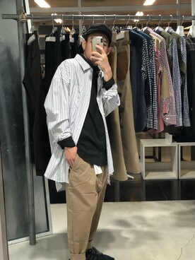 「ami（アミ）のアイテム（パンツ）」を使った、一只菜さん（メンズ・163cm）の秋コーディネート