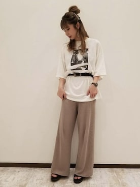 「ジーナシス」｜「アイテム（サロペット/オーバーオール）」を使った、せいらまんさん（レディース・162cm）の春コーディネート
