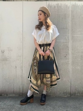 「ジーナシス」｜「アイテム（ハンチング/ベレー帽）」を使った、せいらまんさん（レディース・162cm）の春コーディネート