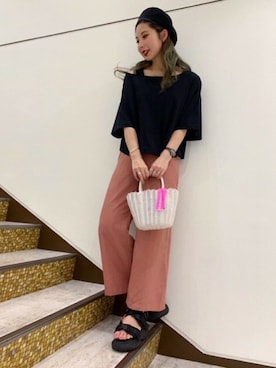 「ジーナシス」｜「アイテム（ハンチング/ベレー帽）」を使った、せいらまんさん（レディース・162cm）の夏コーディネート