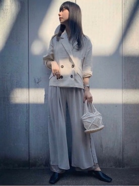 「リネンジャケット」｜せいらまんさん（レディース・165cm）の春コーディネート