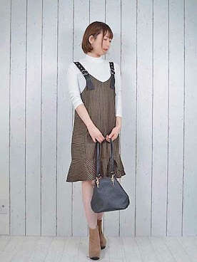 「アイテム（ブーティ、ベージュ系）」を使った、なつき🐻さん（レディース・163cm）の冬コーディネート