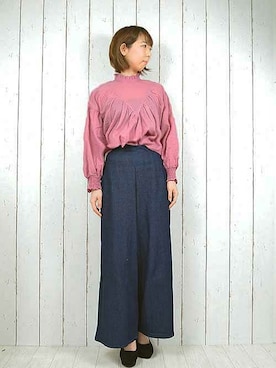 「アイテム（シャツ/ブラウス、ピンク系）」を使った、なつき🐻さん（レディース・163cm）の冬コーディネート