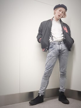 「コンバース ハイカット」｜「アイテム（ハンチング/ベレー帽）」を使った、SHOさん（メンズ・175cm）の冬コーディネート