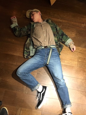 「Ralph Lauren」｜「アイテム（ミリタリージャケット）」を使った、SHOさん（メンズ・176cm）の秋コーディネート