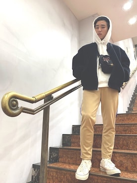 「Guess（ゲス）のアイテム」を使った、SHOさん（メンズ・176cm）の春コーディネート