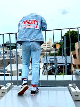 「アイテム（デニムジャケット）」を使った、SHOさん（メンズ・176cm）の夏コーディネート