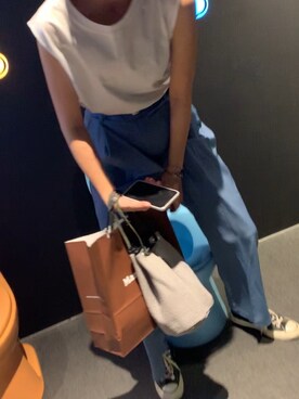 「CIAOPANIC（チャオパニック）の【WEB限定】センタープレスタックパンツ（その他パンツ）」を使った、🥑さん（レディース・162cm）の秋コーディネート
