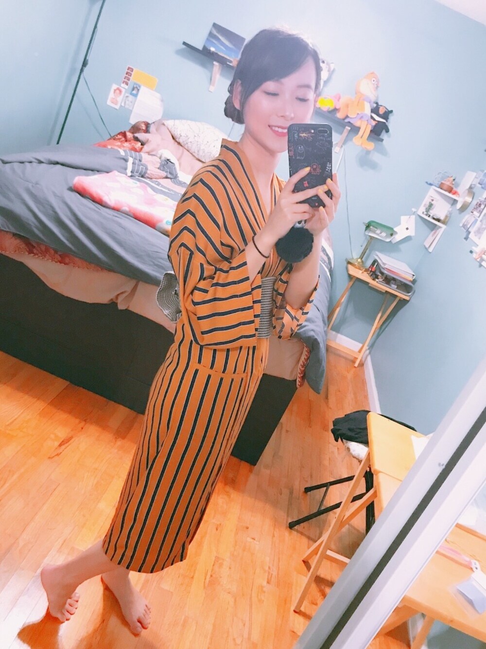 「halloween、kimono、japanese、orange、Yukata、fall、Trick or Treat、yellow」｜「FOREVER 21のアイテム（ジャケット/アウター、オレンジ系）」を使った、Courtney.Cさん（レディース・160cm）の秋コーディネートの1枚目の写真
