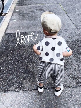 「BREEZE（ブリーズ）のドットＴシャツ（Tシャツ/カットソー）」を使った、mumu0812さん（キッズ・80cm）の春コーディネート