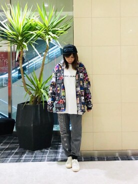 「コラボレーション」｜「アイテム（ナイロンジャケット）」を使った、hiRaさん（レディース・157cm）の春コーディネート