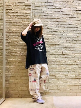 「ﾋﾞｯｸﾞｼﾙｴｯﾄ」｜「アイテム（帽子）」を使った、hiRaさん（レディース・157cm）の夏コーディネート