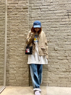 「シャツ 」｜「アイテム（スウェットパンツ）」を使った、hiRaさん（レディース・157cm）の春コーディネート