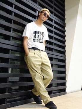 「MAISON KITSUNE」｜「アイテム（スリッポン）」を使った、WEAROさん（メンズ・179cm）の夏コーディネート
