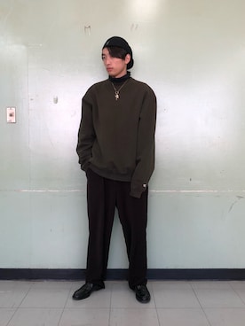 「Lands' End（ランズエンド）のアイテム（パンツ）」を使った、こーえさん（メンズ・180cm）の冬コーディネート