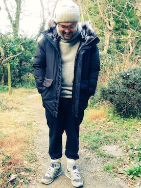 「maillot（マイヨ）のアイテム（パンツ）」を使った、桃人さん（メンズ・169cm）の冬コーディネート