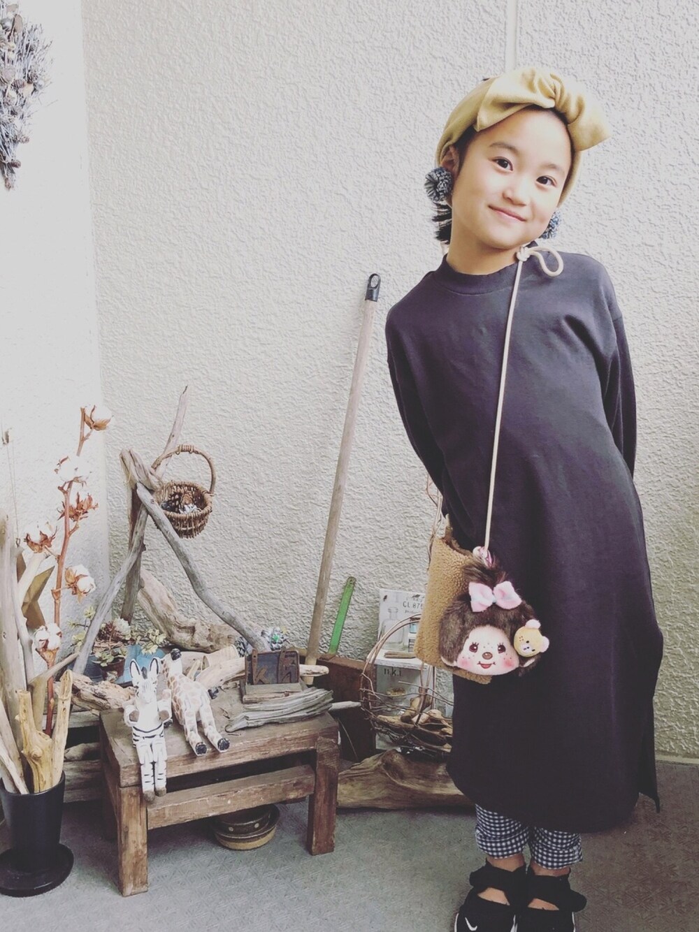 「女の子、おんなのこコーデ」｜「CIAOPANIC TYPYの【CIAOPANIC TYPY lil'】BIGリブリボンターバン（ヘアバンド、イエロー系）」を使った、uta☺︎さん（キッズ・100cm）の春コーディネートの1枚目の写真