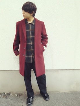 「オシャレパッソ」｜「アイテム（チェスターコート）」を使った、湧さん（メンズ・168cm）の秋コーディネート