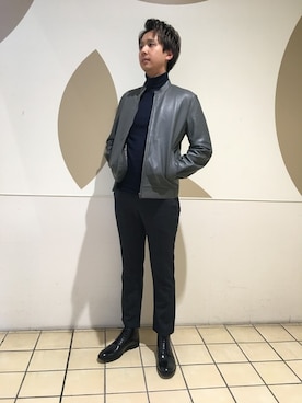「アイテム（ライダースジャケット）」を使った、Ohta Ryuさん（メンズ・181cm）の秋コーディネート