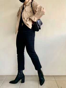 デニムジャケットを使った 黒コーデ のレディース人気ファッションコーディネート Wear