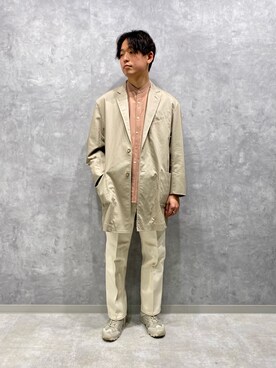 「ADAM ET ROPE'（アダムエロペ）のアイテム（チェスターコート）」を使った、kumaさん（メンズ・179cm）の春コーディネート