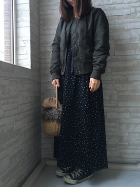 「シンプルおしゃれが好き」｜「アイテム（ミリタリージャケット）」を使った、memeさん（レディース・158cm）の秋コーディネート