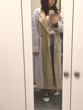 「リバーシブル」｜「アイテム（トレンチコート）」を使った、memeさん（レディース・158cm）の春コーディネート
