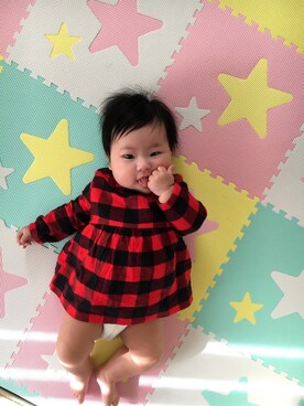 「Carter's（カーターズ）のアイテム（ワンピース/ドレス）」を使った、Tommy☆さん（キッズ・60cm）の秋コーディネート