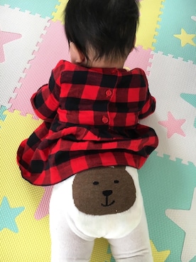 「Carter's（カーターズ）のアイテム（ワンピース/ドレス）」を使った、Tommy☆さん（キッズ・60cm）の秋コーディネート