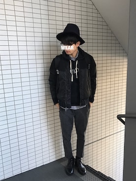 「Saturdays NYC（サタデーズ ニューヨークシティ ）のアイテム（ミリタリージャケット）」を使った、yskさん（メンズ・170cm）の冬コーディネート