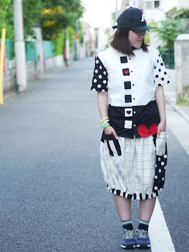 「NIRAME.CO（ニラメッコ）のアイテム（トップス）」を使った、NIRAME.COさん（レディース・154cm）の夏コーディネート