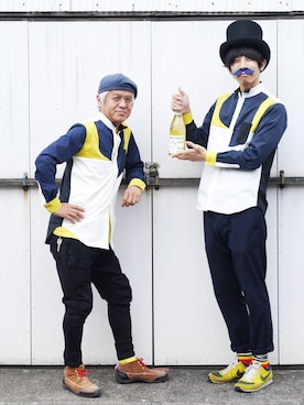 「NIRAME.CO（ニラメッコ）のアイテム（トップス）」を使った、NIRAME.COさん（メンズ・165cm）の春コーディネート