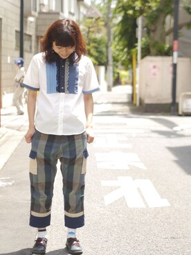 「NIRAME.CO（ニラメッコ）のアイテム（トップス）」を使った、NIRAME.COさん（レディース・160cm）の夏コーディネート