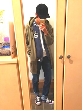 「アイテム（マウンテンパーカー）」を使った、こなたさん（メンズ・175cm）の冬コーディネート