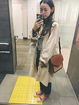 「Ralph Lauren」｜「アイテム（トレンチコート）」を使った、阿久津ゆりえさん（レディース・167cm）の春コーディネート