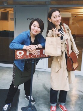 「Ralph Lauren」｜「アイテム（トレンチコート）」を使った、阿久津ゆりえさん（レディース・167cm）の春コーディネート