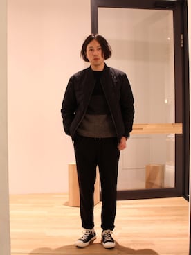 「koe（コエ）のアイテム（ブルゾン）」を使った、hiro.jpさん（メンズ・171cm）の冬コーディネート